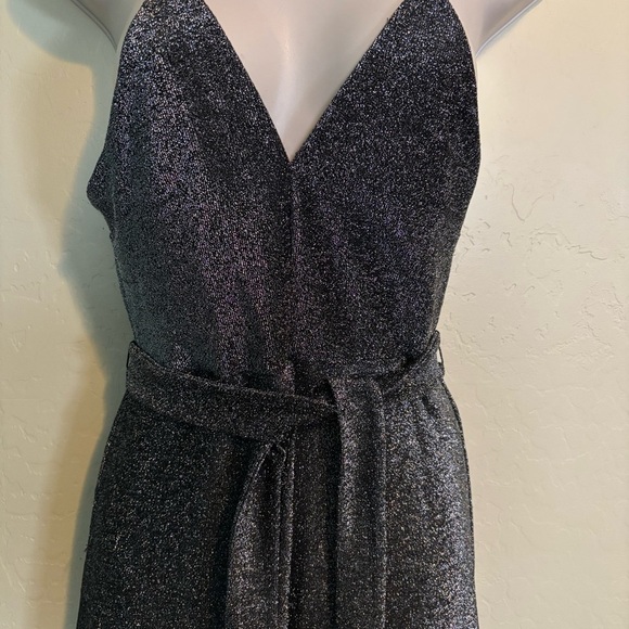 Forever 21 Black Silver Sleeveless Wide Leg Jumpsuit Size S - Picture 5 of 13
